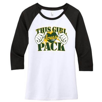 This Girl Loves The Pack Green Bay Packers Women's Tri-Blend 3/4-Sleeve Raglan Shirt