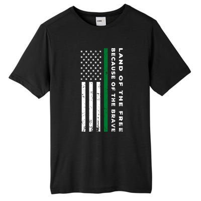 Thin Green Line Land Of The Free Because Of The Brave Funny Gift Tall Fusion ChromaSoft Performance T-Shirt