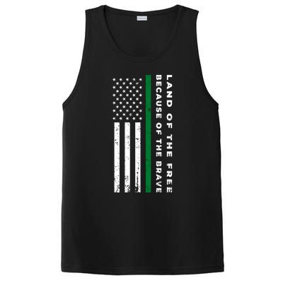 Thin Green Line Land Of The Free Because Of The Brave Funny Gift PosiCharge Competitor Tank