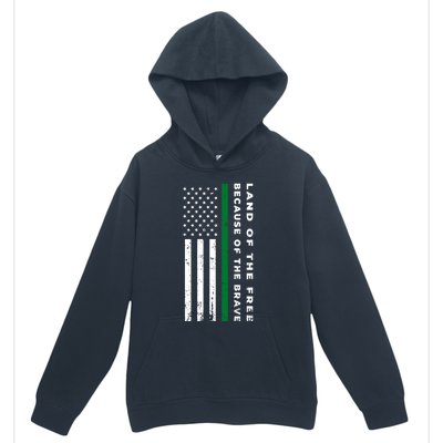 Thin Green Line Land Of The Free Because Of The Brave Funny Gift Urban Pullover Hoodie