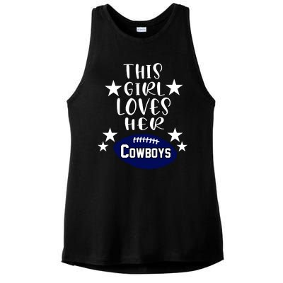 This Girl Loves Her Cowboys Football Fans Ladies PosiCharge Tri-Blend Wicking Tank