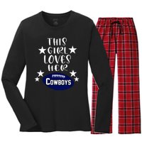 This Girl Loves Her Cowboys Football Fans Women's Long Sleeve Flannel Pajama Set 