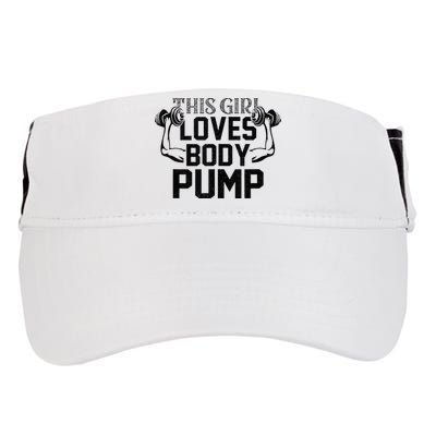This Girl Love Body Pump Women Funny Weightlifting Adult Drive Performance Visor