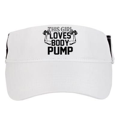 This Girl Love Body Pump Women Funny Weightlifting Adult Drive Performance Visor