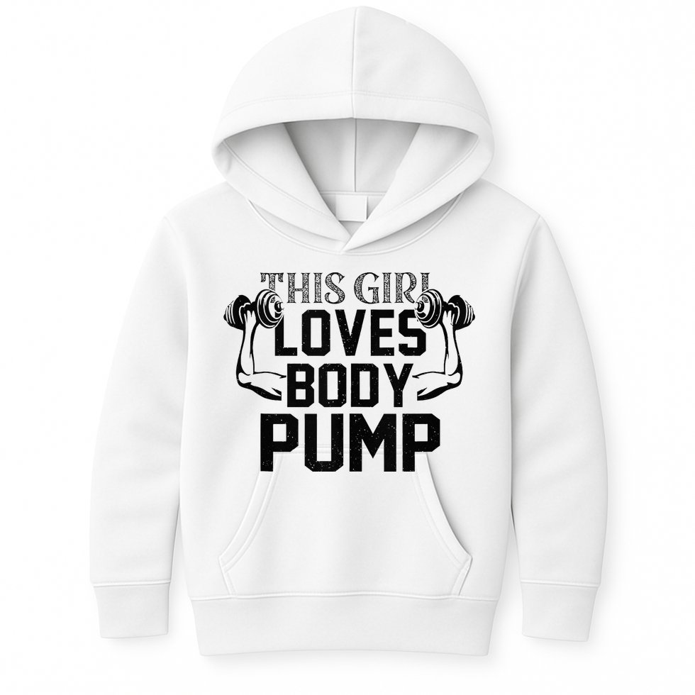 This Girl Love Body Pump Women Funny Weightlifting Kids Hoodie