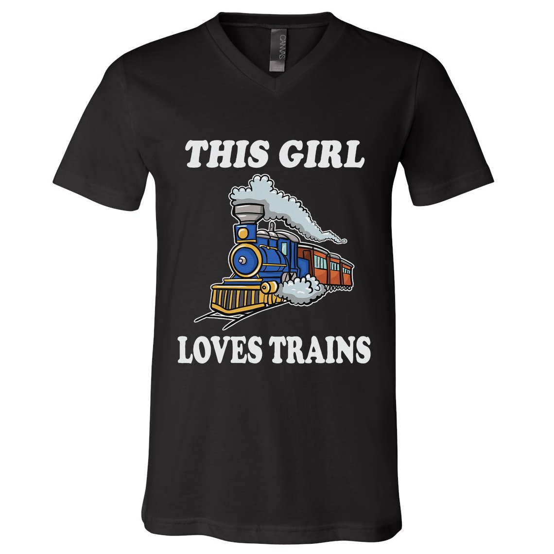 This Girl Loves Trains Train Lover V-Neck T-Shirt