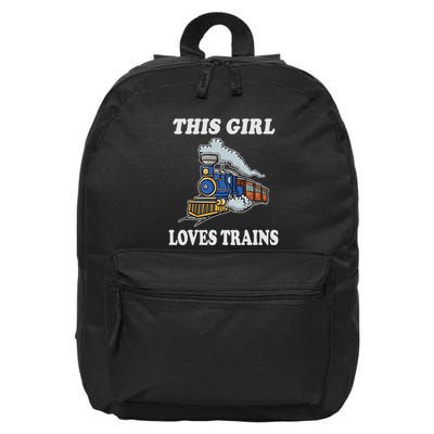 This Girl Loves Trains Train Lover 16 in Basic Backpack