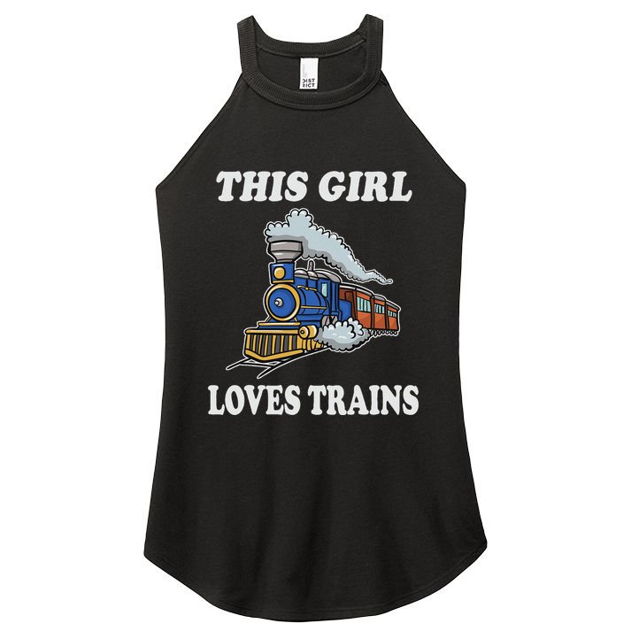 This Girl Loves Trains Train Lover Women's Perfect Tri Rocker Tank