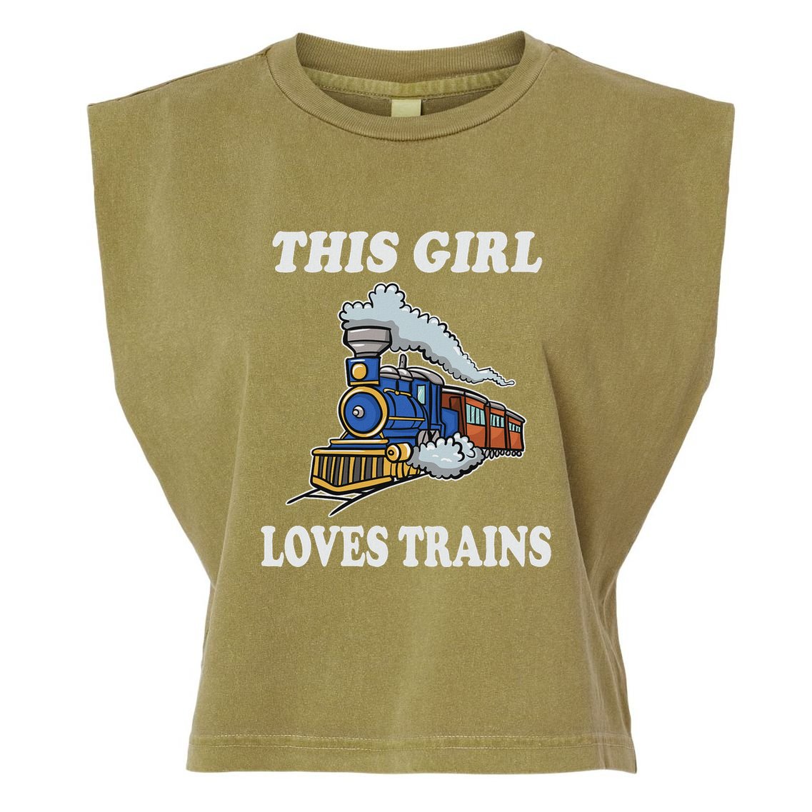 This Girl Loves Trains Train Lover Garment-Dyed Women's Muscle Tee