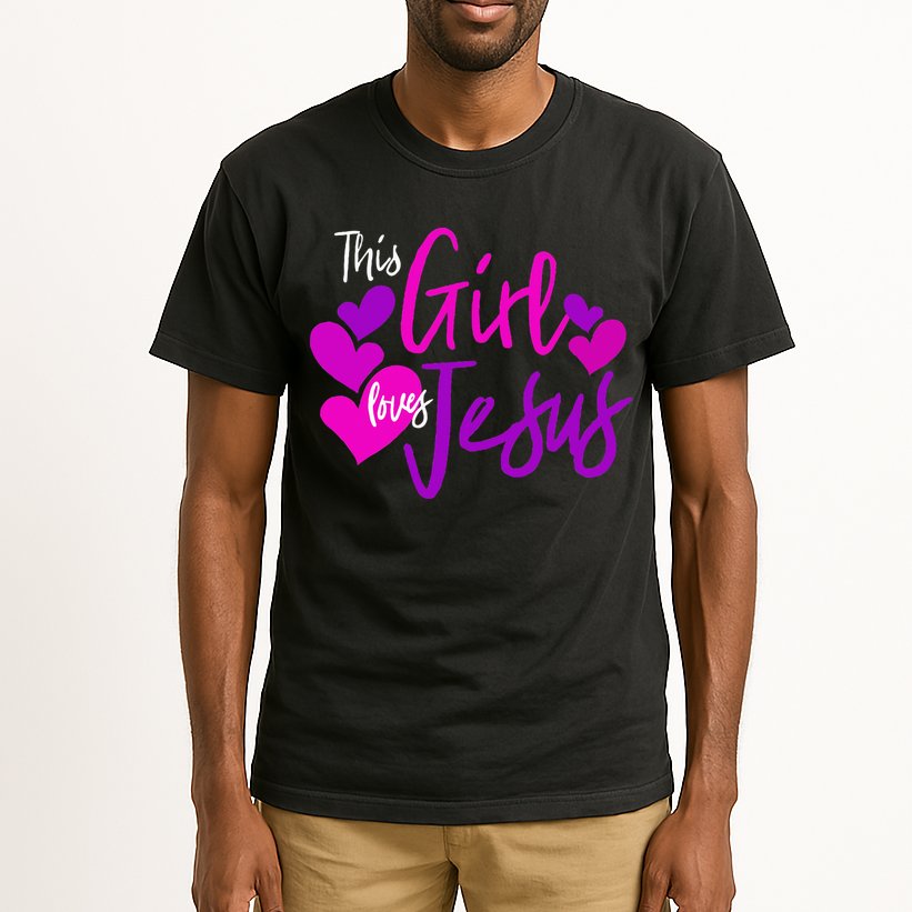 This Girl Loves Jesus Hearts Christian  Tall T-Shirt