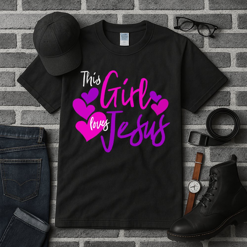 This Girl Loves Jesus Hearts Christian  Tall T-Shirt