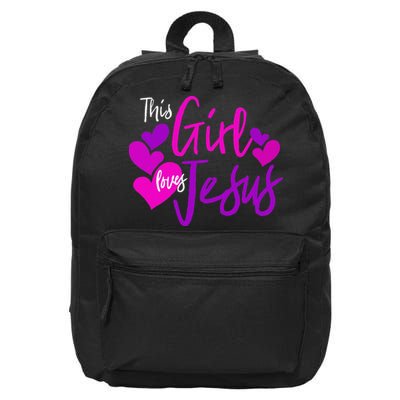 This Girl Loves Jesus Hearts Christian  16 in Basic Backpack