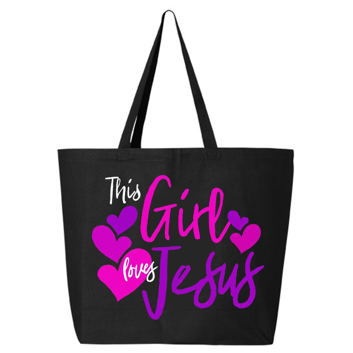 This Girl Loves Jesus Hearts Christian  25L Jumbo Tote