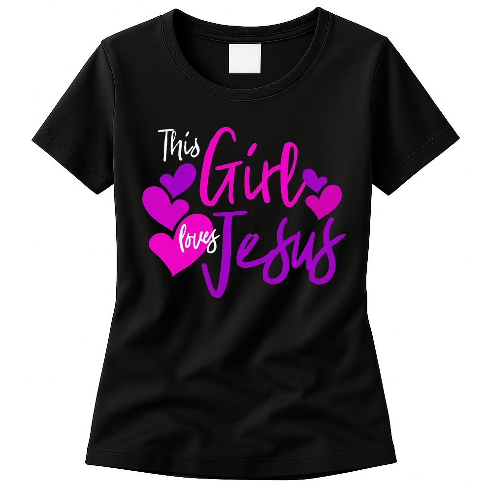 This Girl Loves Jesus Hearts Christian  Womens T-Shirt