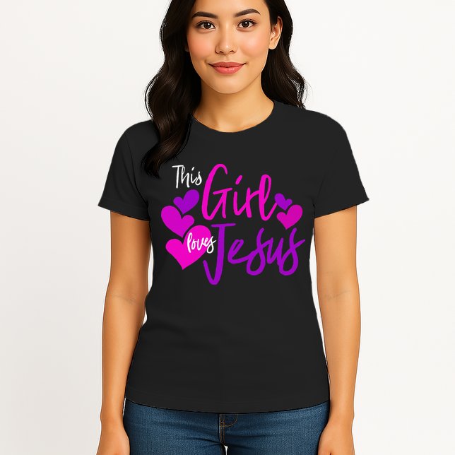 This Girl Loves Jesus Hearts Christian  Womens T-Shirt