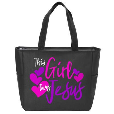 This Girl Loves Jesus Hearts Christian  Zip Tote Bag