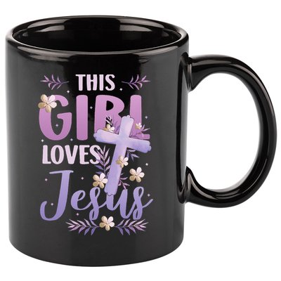 This Girl Loves Jesus Cute Christian Girl Jesus 11oz C Handle Ceramic Mug
