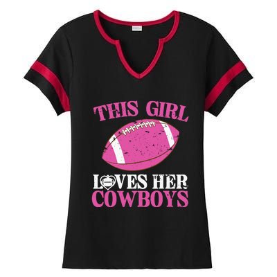 This Girl Loves Her Cowboy Ladies Halftime Notch Neck Tee