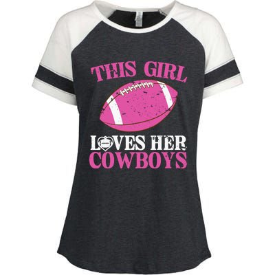 This Girl Loves Her Cowboy Enza Ladies Jersey Colorblock Tee