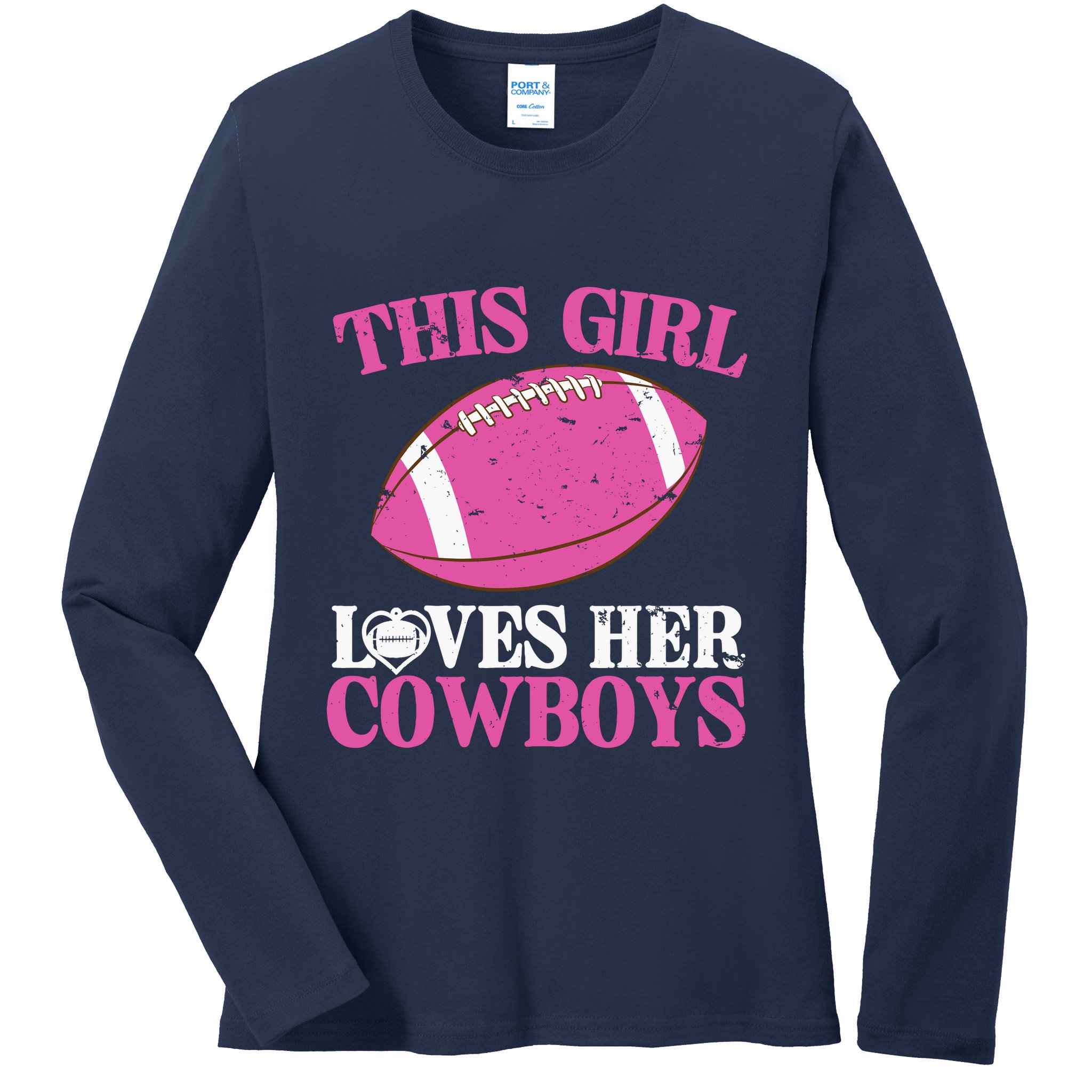 This Girl Loves Her Cowboy Ladies Long Sleeve Shirt