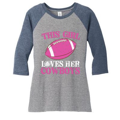 This Girl Loves Her Cowboy Women's Tri-Blend 3/4-Sleeve Raglan Shirt