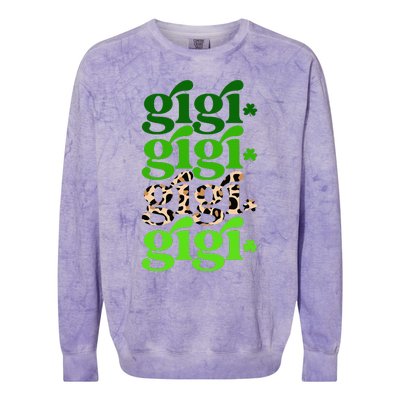 Typography Gigi Leopard Prints Irish Lucky St Patrick's Day Colorblast Crewneck Sweatshirt