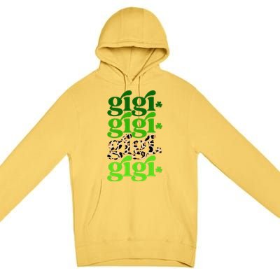 Typography Gigi Leopard Prints Irish Lucky St Patrick's Day Premium Pullover Hoodie