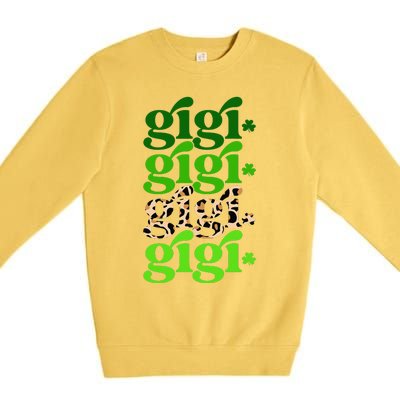 Typography Gigi Leopard Prints Irish Lucky St Patrick's Day Premium Crewneck Sweatshirt