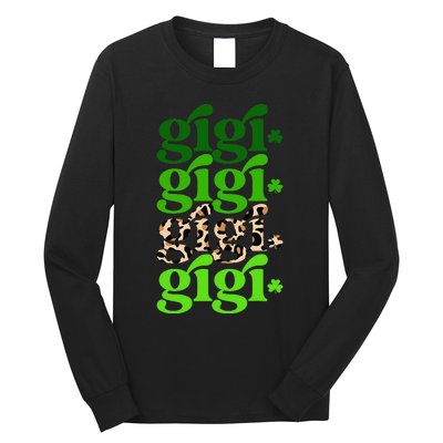 Typography Gigi Leopard Prints Irish Lucky St Patrick's Day Long Sleeve Shirt