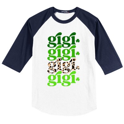 Typography Gigi Leopard Prints Irish Lucky St Patrick's Day Baseball Sleeve Shirt