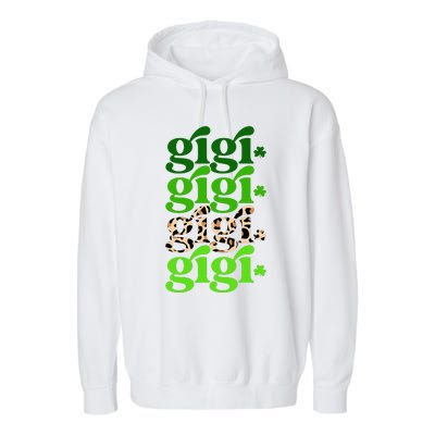 Typography Gigi Leopard Prints Irish Lucky St Patrick's Day Garment-Dyed Fleece Hoodie