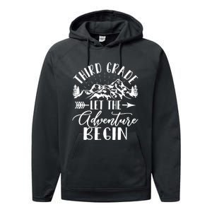 Third Grade Let The Adventure Begin First Day 3rd Grade Performance Fleece Hoodie