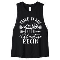 Third Grade Let The Adventure Begin First Day 3rd Grade Women's Racerback Cropped Tank