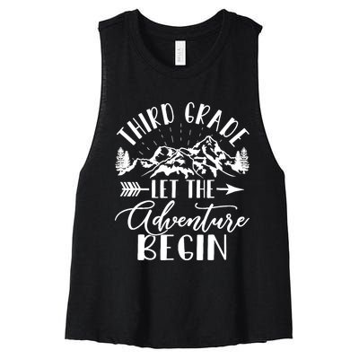 Third Grade Let The Adventure Begin First Day 3rd Grade Women's Racerback Cropped Tank