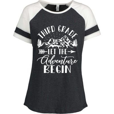 Third Grade Let The Adventure Begin First Day 3rd Grade Enza Ladies Jersey Colorblock Tee