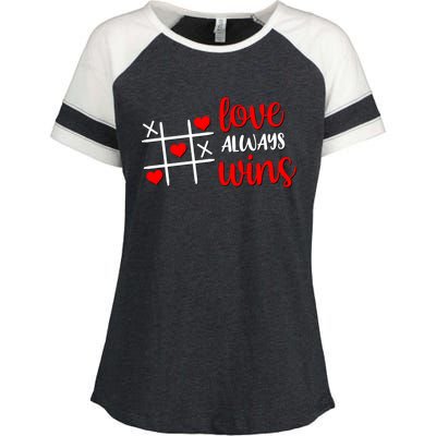 Tictactoe Game Love Always Wins Cute Red Hearts Valentines Gift Enza Ladies Jersey Colorblock Tee