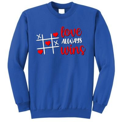 Tictactoe Game Love Always Wins Cute Red Hearts Valentines Gift Tall Sweatshirt