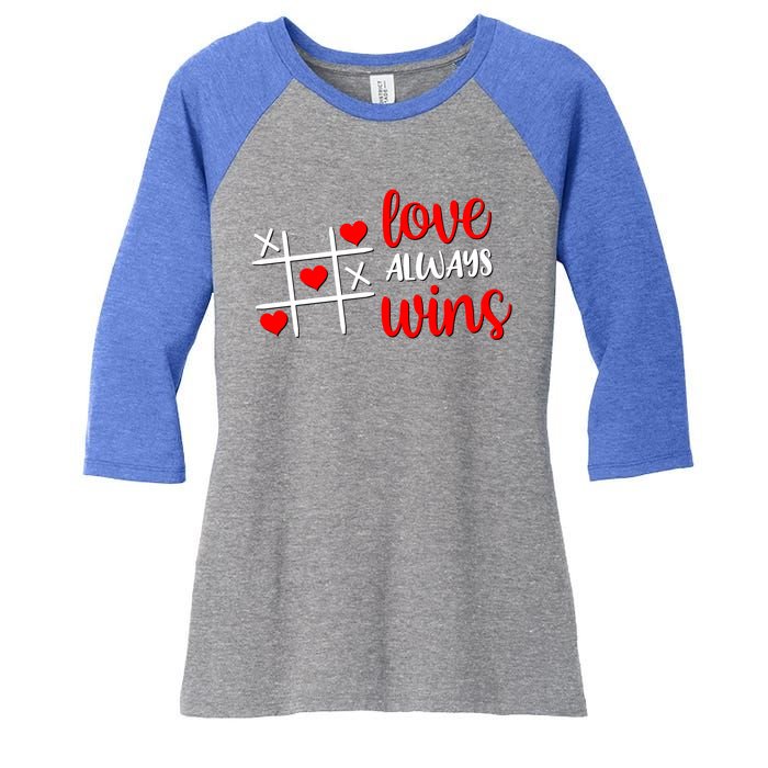 Tictactoe Game Love Always Wins Cute Red Hearts Valentines Gift Women's Tri-Blend 3/4-Sleeve Raglan Shirt