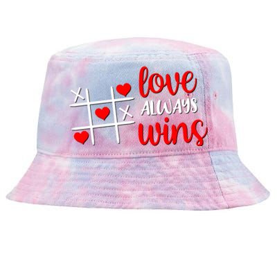 Tictactoe Game Love Always Wins Cute Red Hearts Valentines Gift Tie-Dyed Bucket Hat