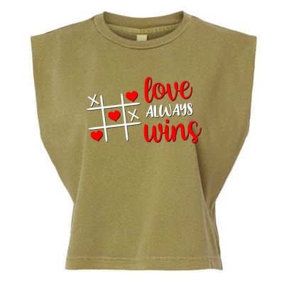 Tictactoe Game Love Always Wins Cute Red Hearts Valentines Gift Garment-Dyed Women's Muscle Tee