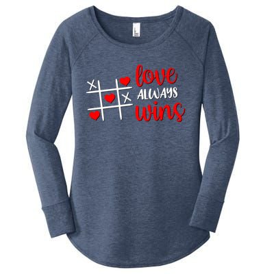 Tictactoe Game Love Always Wins Cute Red Hearts Valentines Gift Women's Perfect Tri Tunic Long Sleeve Shirt