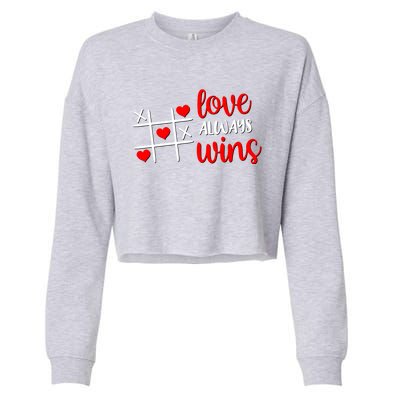 Tictactoe Game Love Always Wins Cute Red Hearts Valentines Gift Cropped Pullover Crew