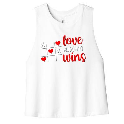 Tictactoe Game Love Always Wins Cute Red Hearts Valentines Gift Women's Racerback Cropped Tank