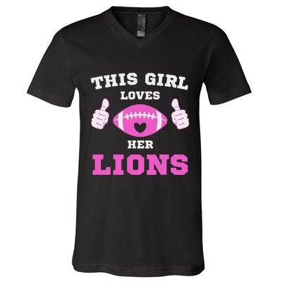 This Girl Loves Her Lions Pinky Leopard V-Neck T-Shirt