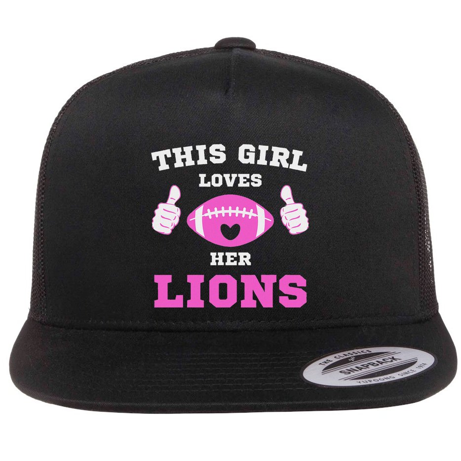 This Girl Loves Her Lions Pinky Leopard Flat Bill Trucker Hat