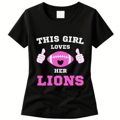 This Girl Loves Her Lions Pinky Leopard Womens T-Shirt