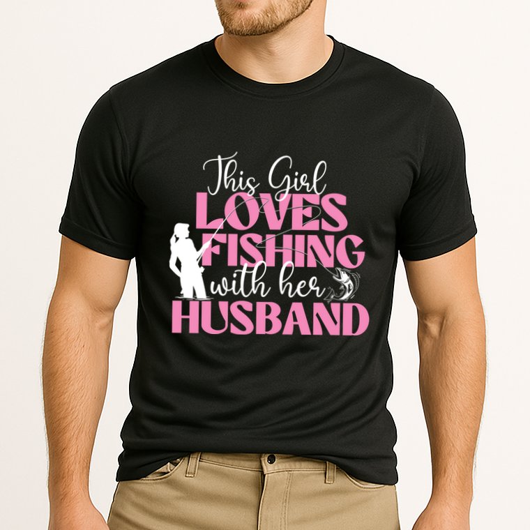 This Girl Loves Fishing With Her Husband Fisherman Fish Cooling Performance Crew T-Shirt
