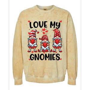 Three Gnome Love Valentines Day Love My Gnomies Mom Colorblast Crewneck Sweatshirt