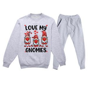 Three Gnome Love Valentines Day Love My Gnomies Mom Premium Crewneck Sweatsuit Set