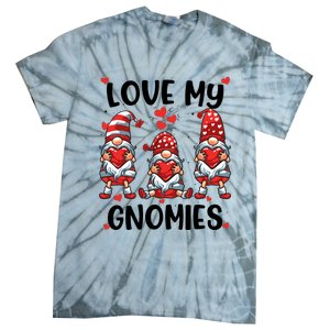 Three Gnome Love Valentines Day Love My Gnomies Mom Tie-Dye T-Shirt